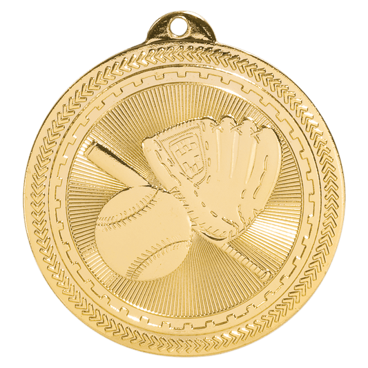 BL202G - 2" Bright Gold Baseball/Softball Laserable BriteLazer Medal